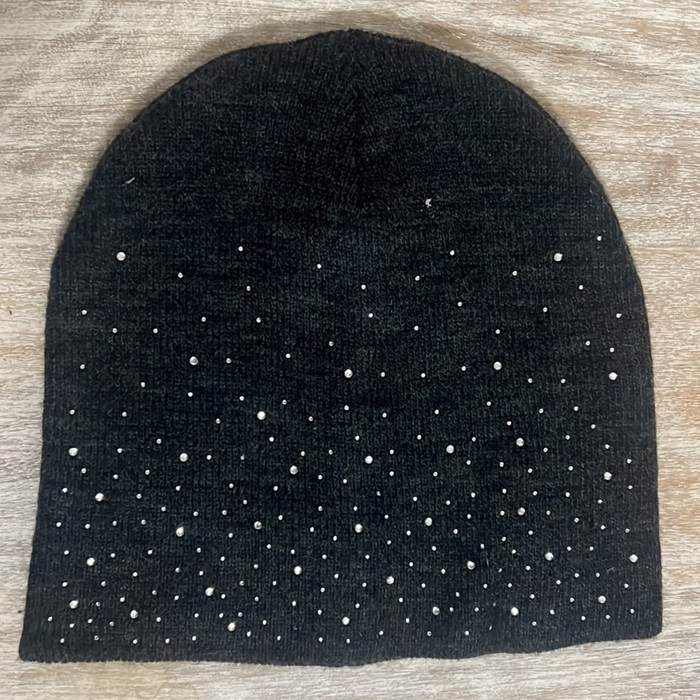Dark Grey Rhinestone beanie - detailed jewels on front and back